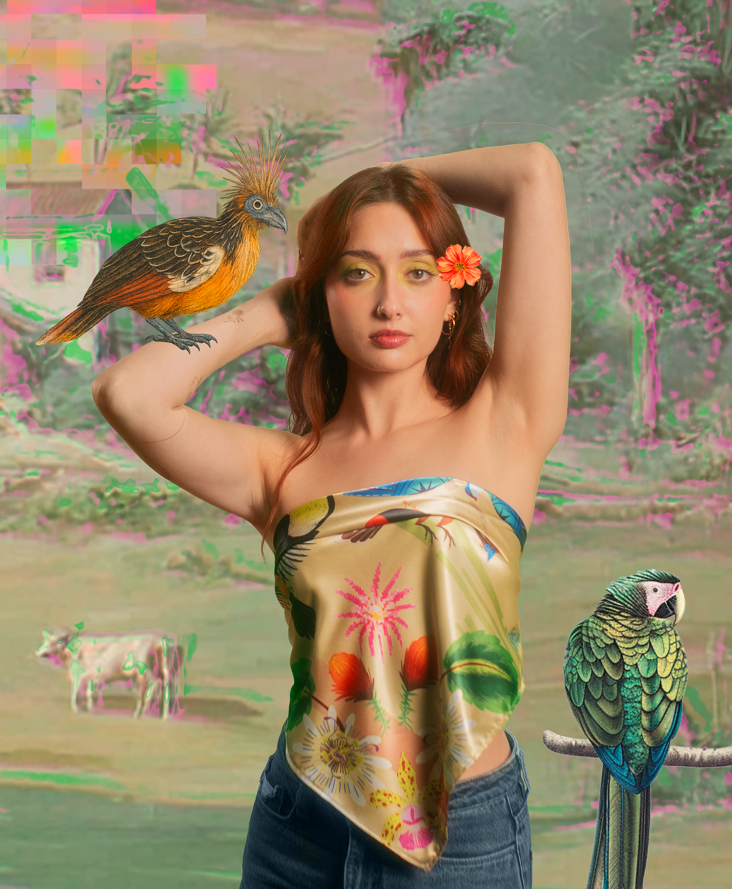 Pañoleta pétalos dorada