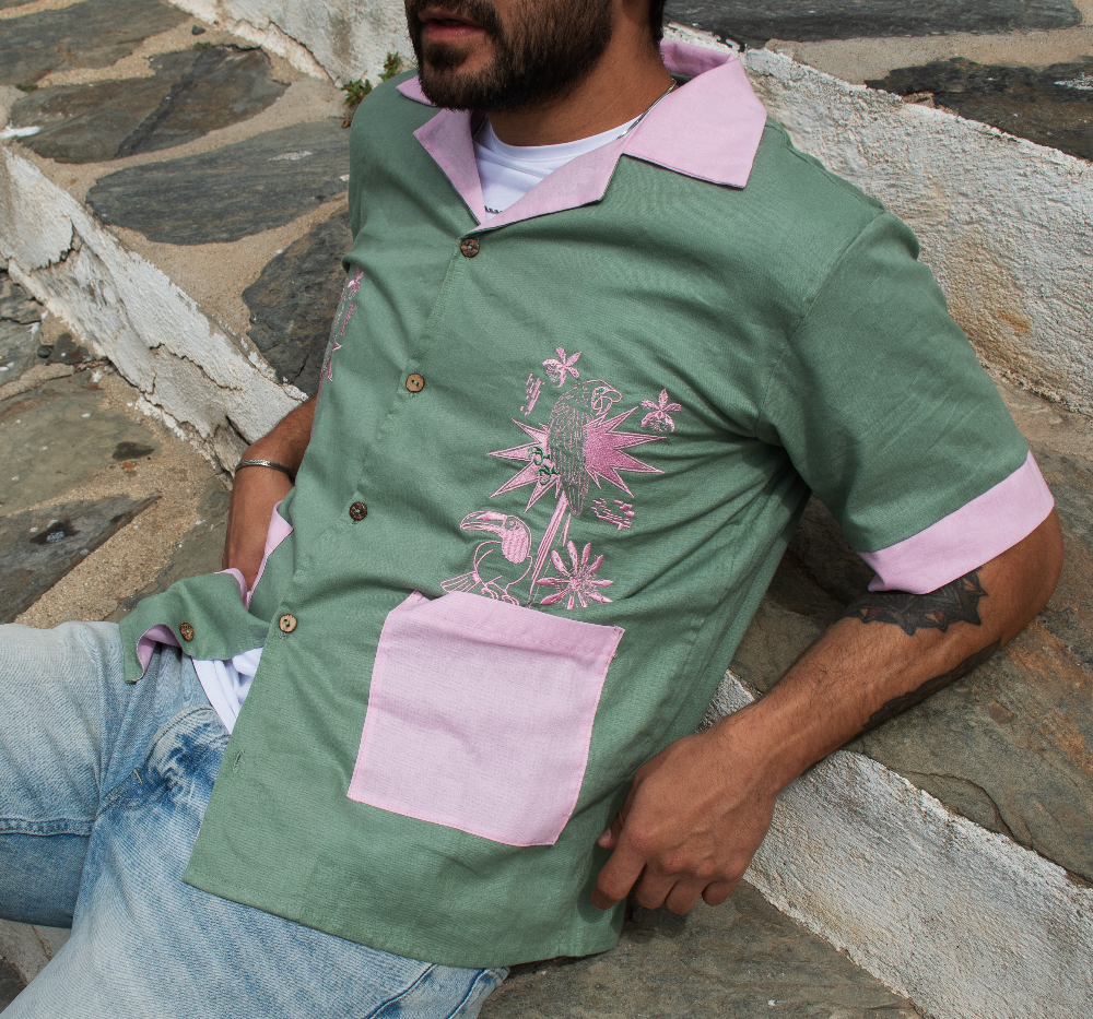 Camisa aves verde