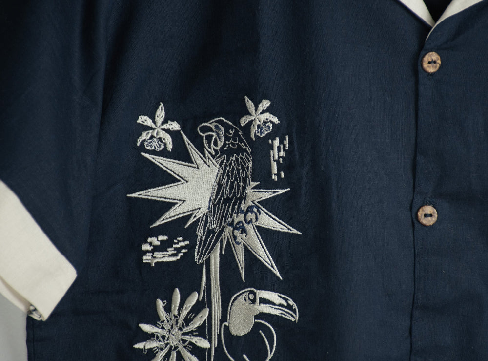 Camisa aves azul