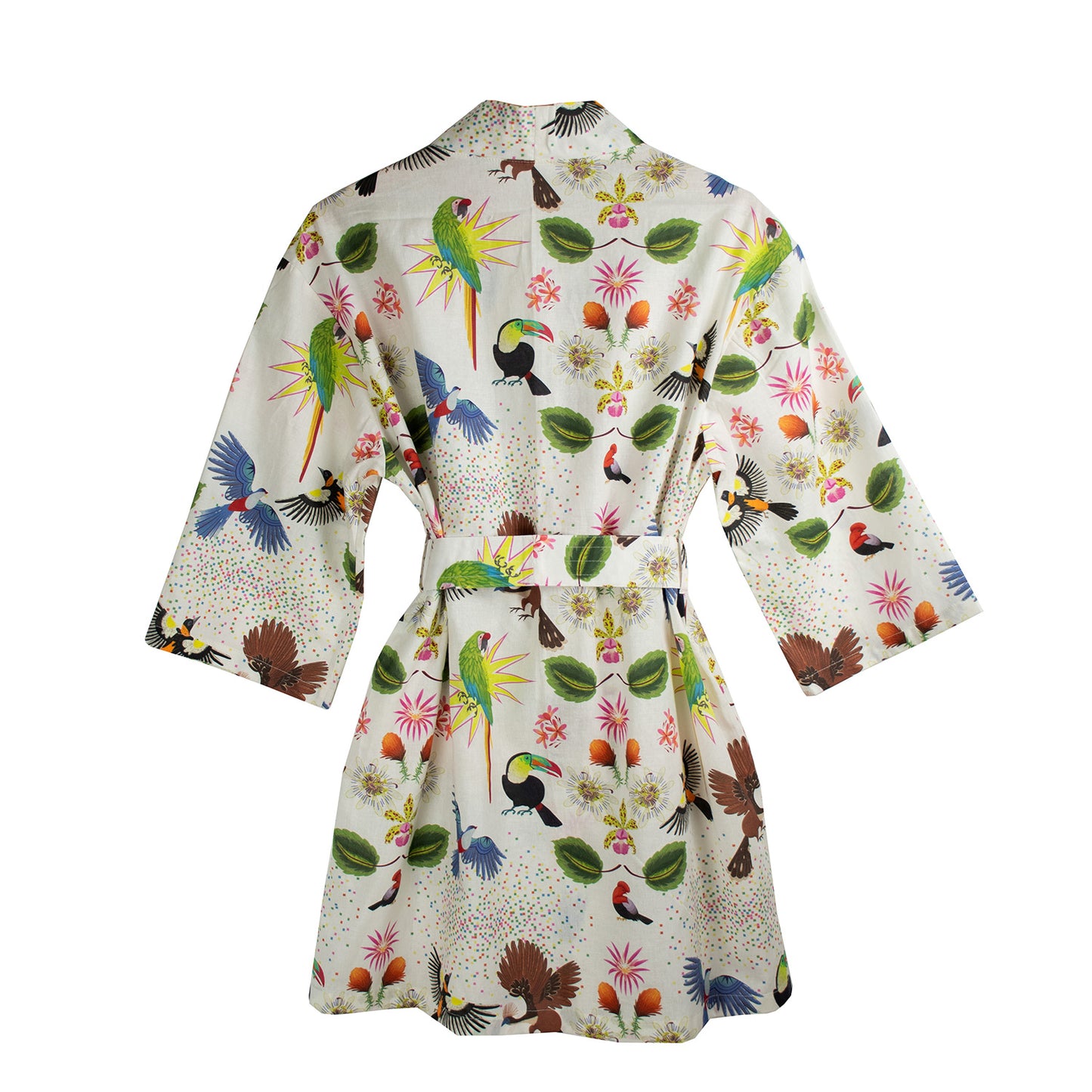 Kimono aves blanco