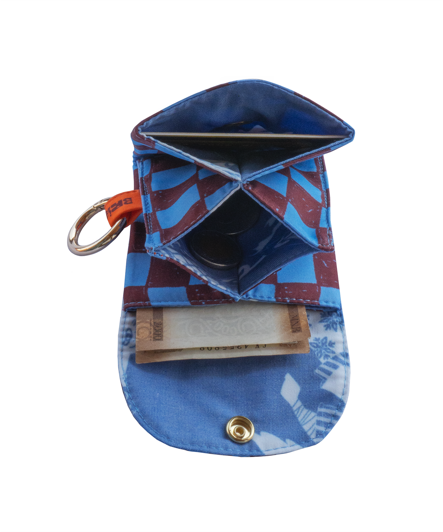 Mini billetera cuadros azul
