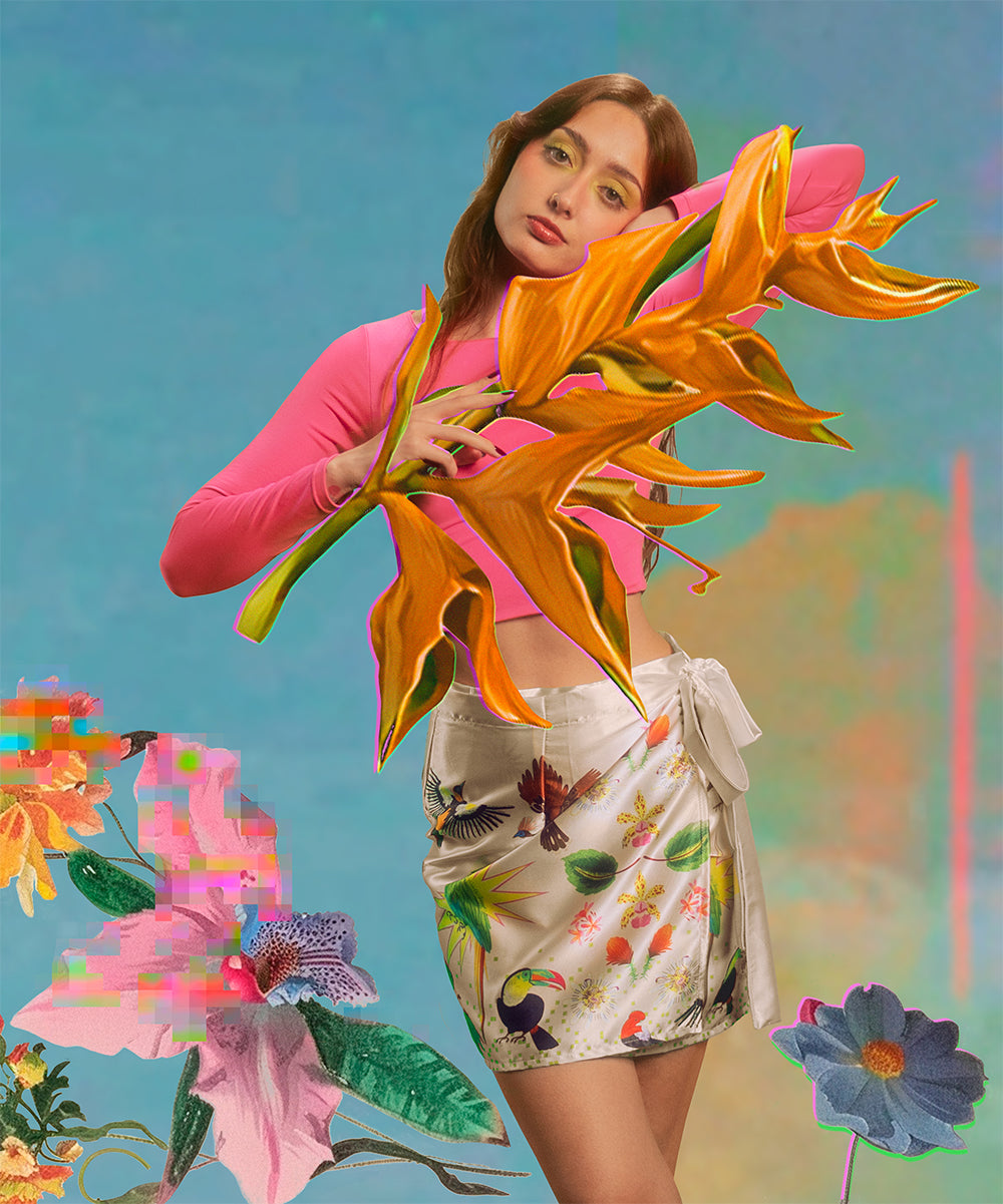 Falda pétalos blanca