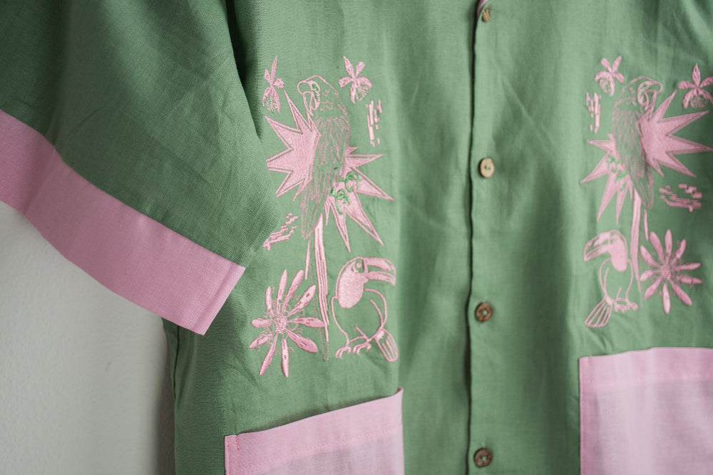 Camisa aves verde