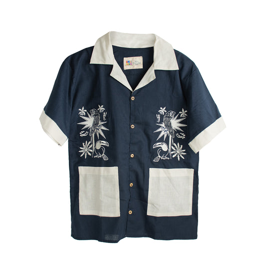 Camisa aves azul