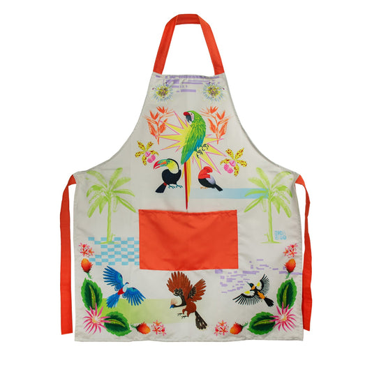 Delantal aves blanco