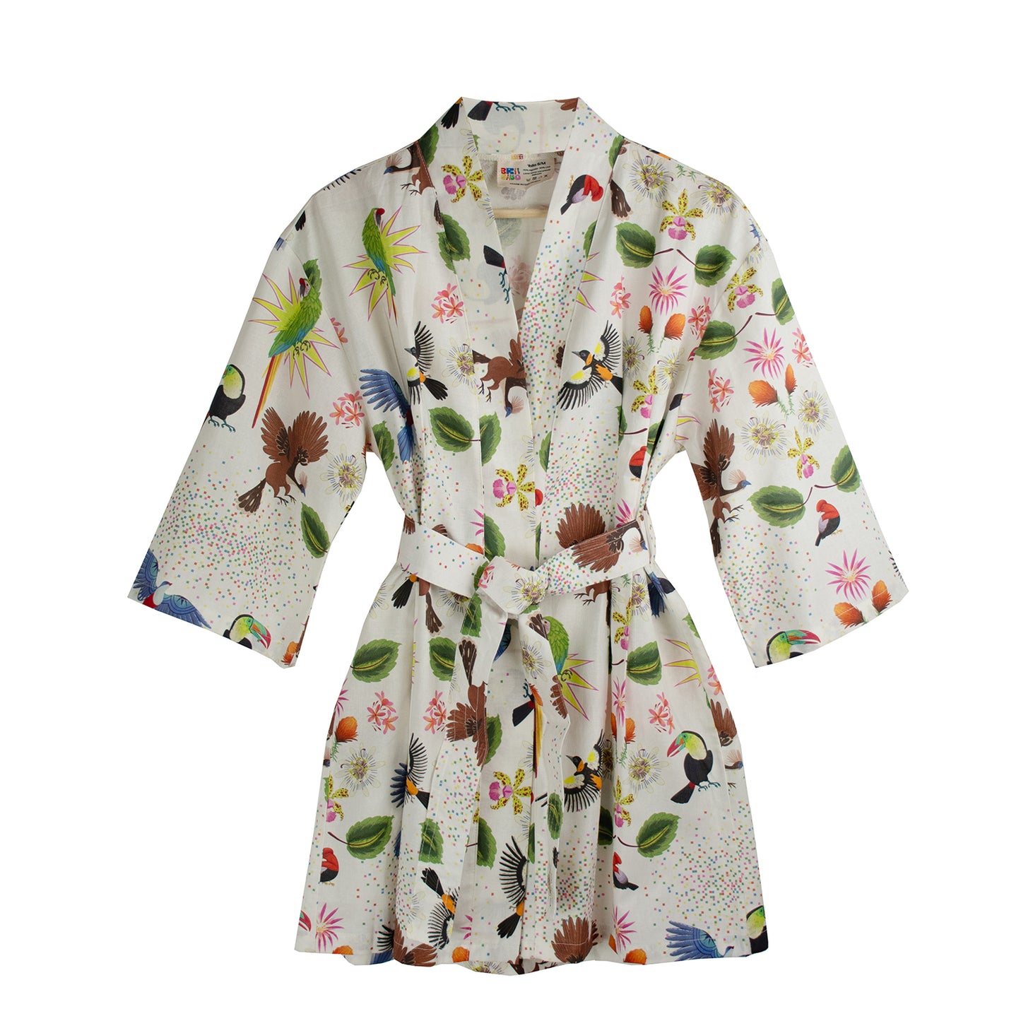 Kimono aves blanco