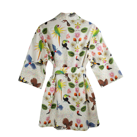 Kimono aves blanco