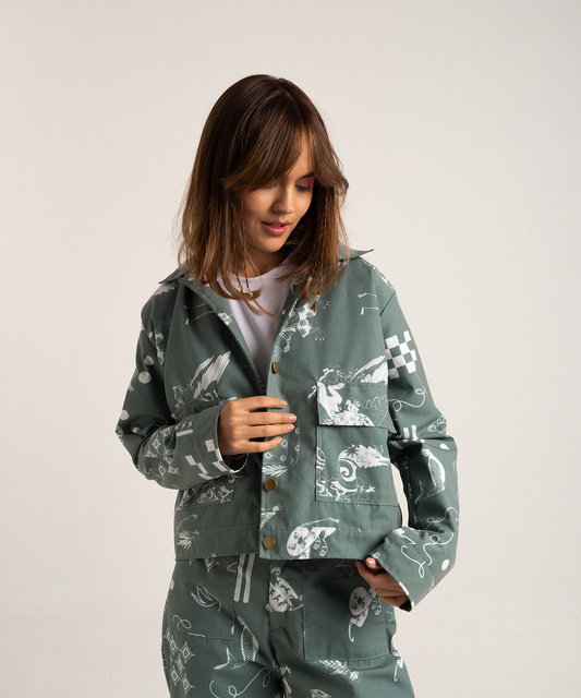 Chaqueta bestias verde mujer