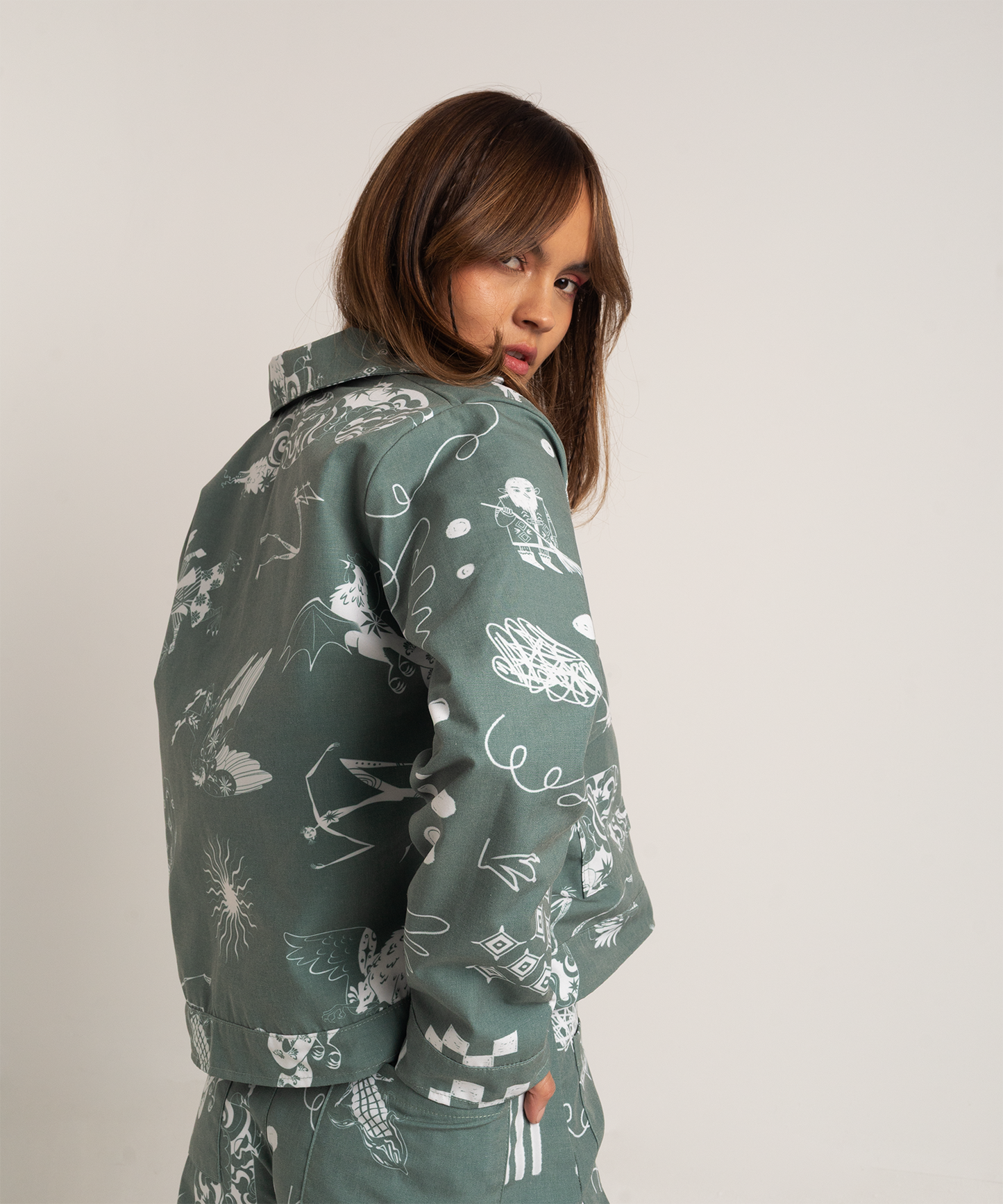 Chaqueta bestias verde mujer