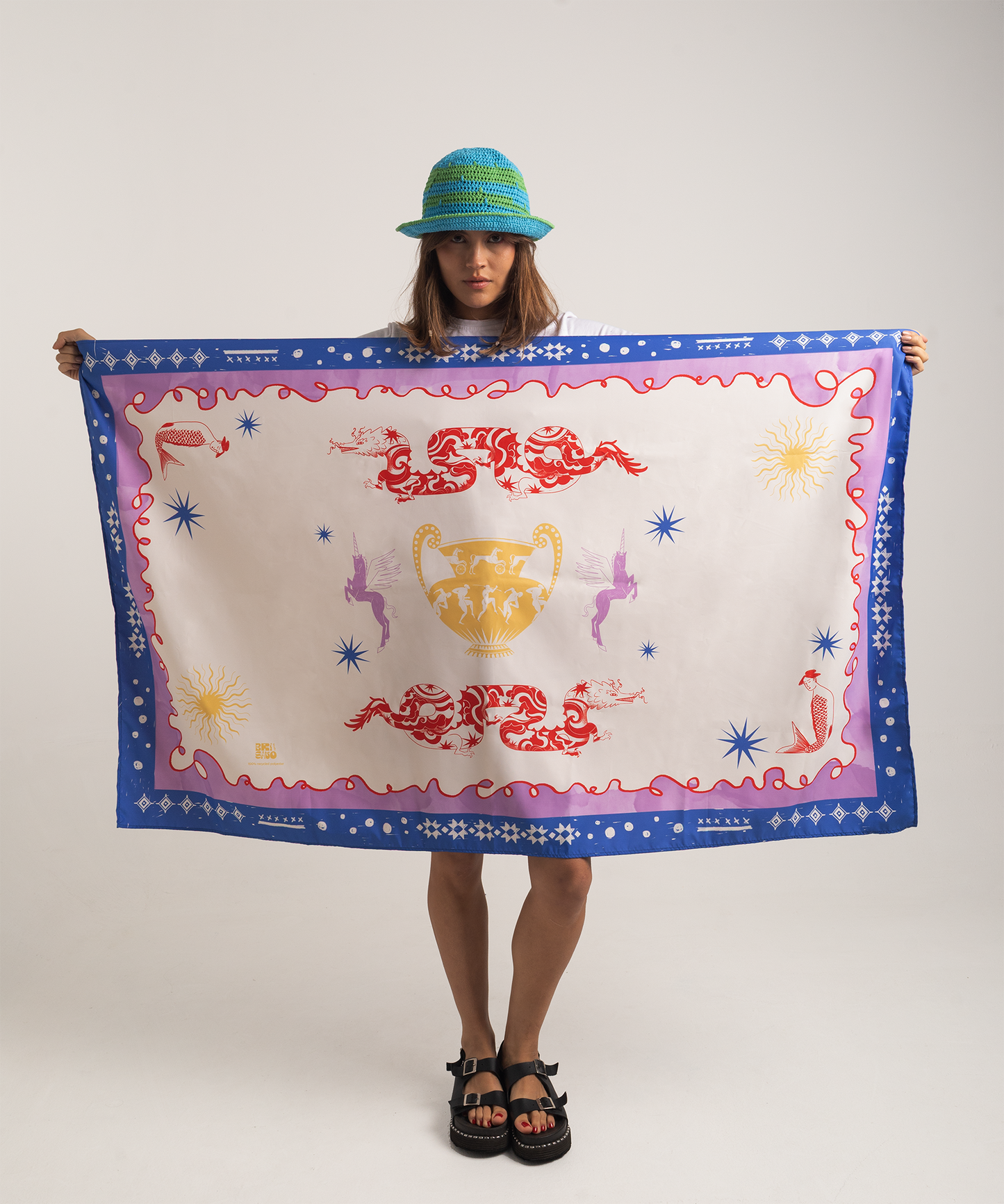 Manta playera unicornios azul