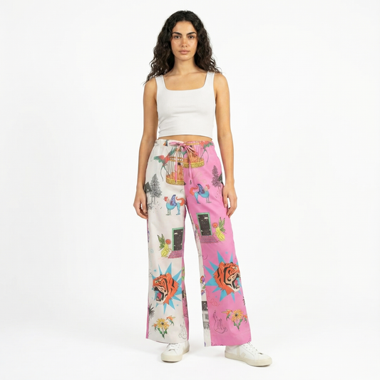 Pantalón Onírica blanco y rosado