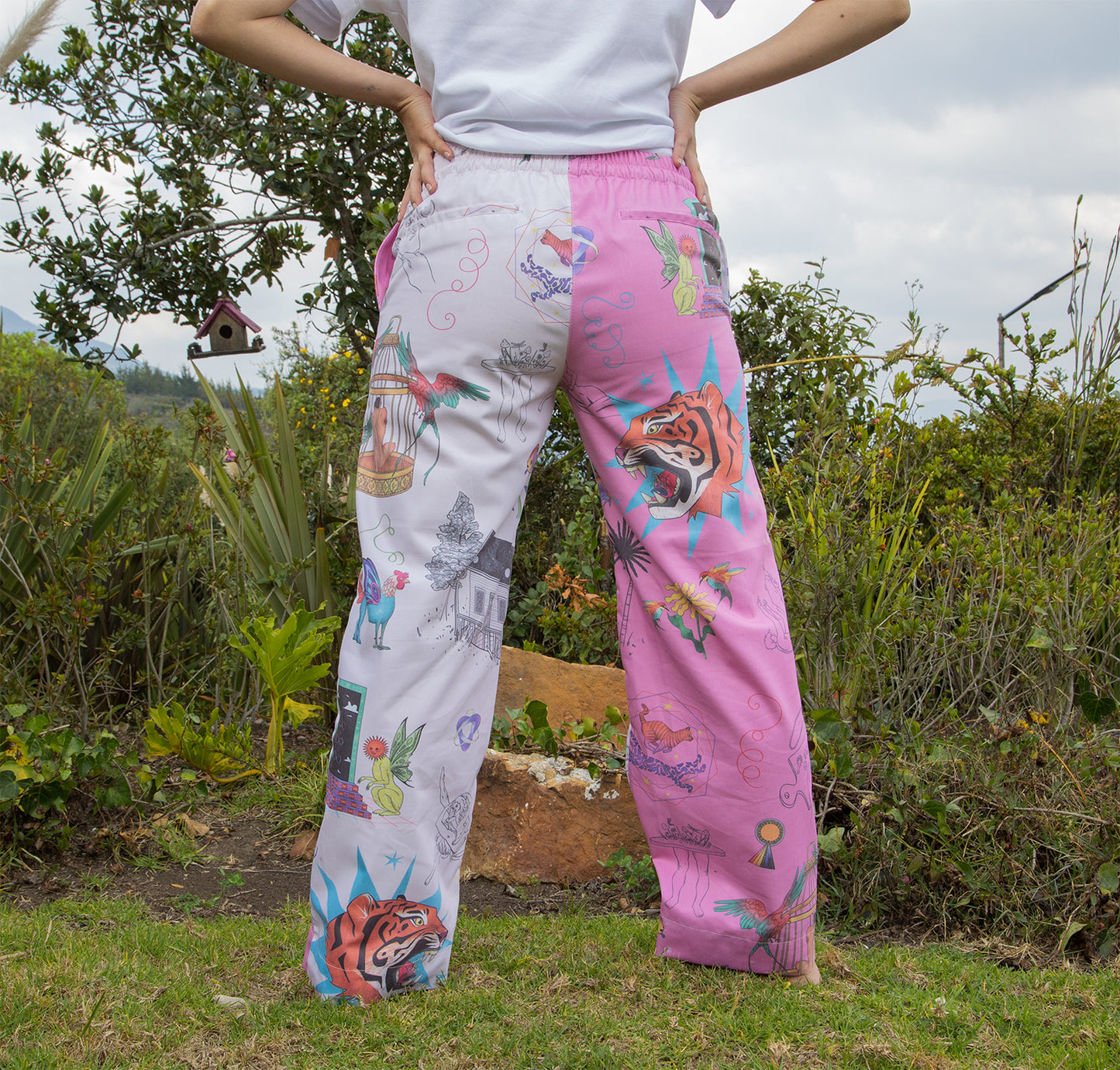 Pantalón Onírica blanco y rosado